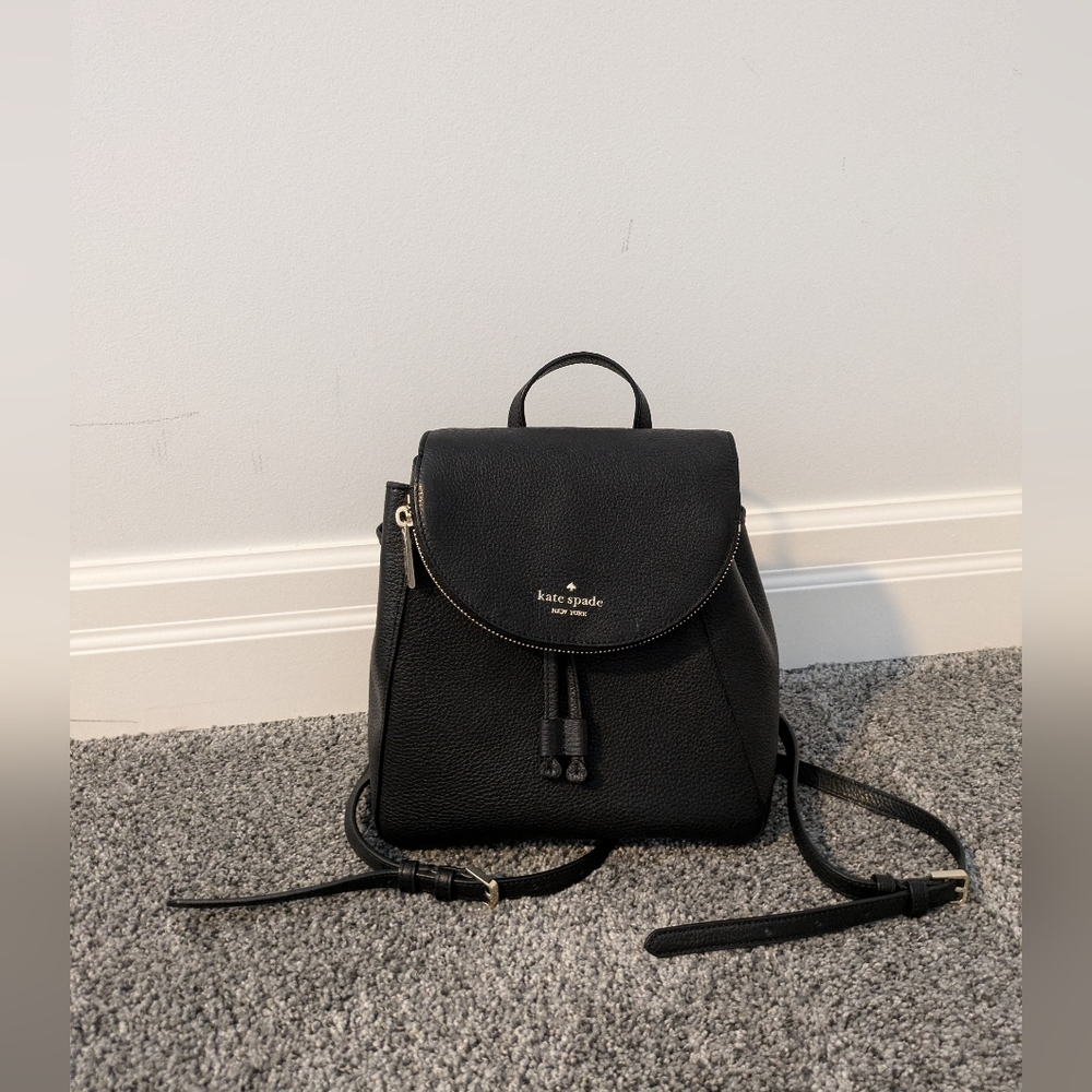 Kate Spade Black Backpack with Flap-Over Design